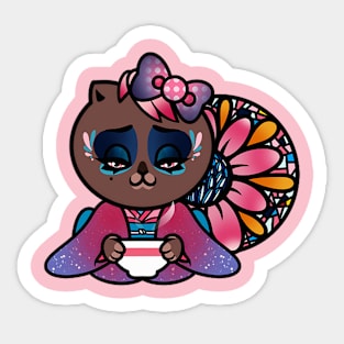 Sitting Geisha Cattie Sticker